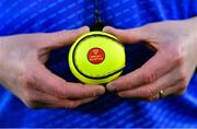 4 February 2023; Referee John Keenan holds a smart sliotar before the Allianz Hurling League Division 1 Group A match between Wexford and Galway at Chadwicks Wexford Park in Wexford. Photo by Piaras Ó Mídheach/Sportsfile