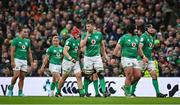 11 February 2023; Ireland players, from left, James Lowe, Craig Casey, Josh van der Flier, Iain Henderson, Tom O’Toole and James Ryan, during the Guinness Six Nations Rugby Championship match between Ireland and France at the Aviva Stadium in Dublin. Photo by Seb Daly/Sportsfile