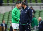 11 February 2023; Ireland head coach Andy Farrell, right, and Jonathan Sexton of Ireland before the Guinness Six Nations Rugby Championship match between Ireland and France at the Aviva Stadium in Dublin. Photo by Harry Murphy/Sportsfile