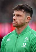 11 February 2023; Hugo Keenan of Ireland before the Guinness Six Nations Rugby Championship match between Ireland and France at the Aviva Stadium in Dublin. Photo by Seb Daly/Sportsfile