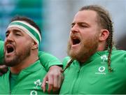 11 February 2023; Finlay Bealham, right, and Rob Herring of Ireland before the Guinness Six Nations Rugby Championship match between Ireland and France at the Aviva Stadium in Dublin. Photo by Seb Daly/Sportsfile