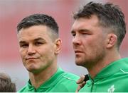 11 February 2023; Jonathan Sexton, left, and Peter O’Mahony of Ireland before the Guinness Six Nations Rugby Championship match between Ireland and France at the Aviva Stadium in Dublin. Photo by Seb Daly/Sportsfile