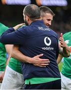 11 February 2023; Stuart McCloskey of Ireland celebrates with head coach Andy Farrell after the Guinness Six Nations Rugby Championship match between Ireland and France at the Aviva Stadium in Dublin. Photo by Brendan Moran/Sportsfile