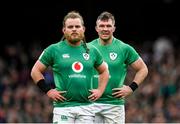 11 February 2023; Finlay Bealham, left, and Peter O’Mahony of Ireland during the Guinness Six Nations Rugby Championship match between Ireland and France at the Aviva Stadium in Dublin. Photo by Harry Murphy/Sportsfile