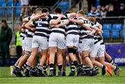 10 February 2023; The Belvedere College squad huddle before the Bank of Ireland Leinster Rugby Schools Junior Cup First Round match between Wesley College and Belvedere College at Energia Park in Dublin. Photo by Tyler Miller/Sportsfile