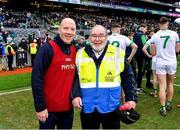 22 January 2023; Shamrocks Ballyhale physiotherapist John Kearns with steward John Doran after the AIB GAA Hurling All-Ireland Senior Club Championship Final match between Shamrocks Ballyhale of Kilkenny and Dunloy Cúchullain's of Antrim at Croke Park in Dublin. Photo by Piaras Ó Mídheach/Sportsfile