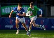9 February 2023; Roddy Cotter of Gonzaga College breaks away from Conor Cantwell of St Mary’s College during the Bank of Ireland Leinster Rugby Schools Junior Cup First Round match between St Mary’s College and Gonzaga College at Energia Park in Dublin. Photo by Brendan Moran/Sportsfile