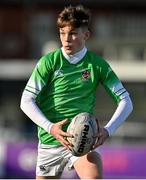 9 February 2023; Conor Farrelly of Gonzaga College during the Bank of Ireland Leinster Rugby Schools Junior Cup First Round match between St Mary’s College and Gonzaga College at Energia Park in Dublin. Photo by Brendan Moran/Sportsfile