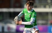 9 February 2023; Conor Farrelly of Gonzaga College during the Bank of Ireland Leinster Rugby Schools Junior Cup First Round match between St Mary’s College and Gonzaga College at Energia Park in Dublin. Photo by Brendan Moran/Sportsfile