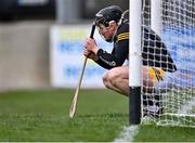 12 February 2023; Kilkenny goalkeeper Aidan Tallis reacts after Tipperary's second goal, scored by Jake Morris of Tipperary, not pictured, during the Allianz Hurling League Division 1 Group B match between Kilkenny and Tipperary at UPMC Nowlan Park in Kilkenny. Photo by Piaras Ó Mídheach/Sportsfile