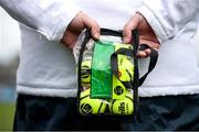 12 February 2023; An umpire holds a bag of smart sliotars before the Allianz Hurling League Division 1 Group A match between Westmeath and Wexford at TEG Cusack Park in Mullingar, Westmeath. Photo by Michael P Ryan/Sportsfile