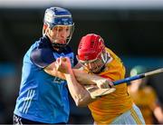 12 February 2023; Conor Johnston of Antrim is tackled by Eoghan O'Donnell of Dublin during the Allianz Hurling League Division 1 Group B match between Dublin and Antrim at Parnell Park in Dublin. Photo by Ray McManus/Sportsfile