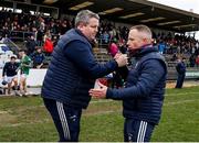 12 February 2023; Wexford manager Darragh Egan shakes hands with Westmeath manager Joe Fortune after the Allianz Hurling League Division 1 Group A match between Westmeath and Wexford at TEG Cusack Park in Mullingar, Westmeath. Photo by Michael P Ryan/Sportsfile