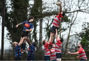 12 February 2023; Daryl Quinn of Mullingar takes possession in a lineout during the Bank of Ireland Provincial Towns Cup 1st Round match between Wexford Wanderers RFC and Mullingar RFC at Wexford Wanderers RFC in Wexford. Photo by Harry Murphy/Sportsfile