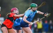 12 February 2023; Roisin McCormick of TUD in action against Meabh Murphy of UCC during the Electric Ireland Ashbourne Cup Final between UCC and TUD at UCD in Dublin. Photo by Ben McShane/Sportsfile
