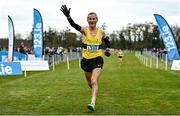 12 February 2023; Tommy Payne of Tinryland AC, Carlow, celebrates winning the Master Men 65+ event during the 123.ie National Intermediate, Masters & Juvenile B Cross Country Championships at Gowran Demense in Kilkenny. Photo by Sam Barnes/Sportsfile