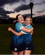 12 February 2023; Christine Shannahan, left, and Gaby Couch of TUD celebrate after the Electric Ireland Ashbourne Cup Final between UCC and TUD at UCD in Dublin. Photo by Ben McShane/Sportsfile