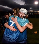 12 February 2023; Aoife Heffernan, left, and Megan Dowdall of TUD celebrate after the Electric Ireland Ashbourne Cup Final between UCC and TUD at UCD in Dublin. Photo by Ben McShane/Sportsfile