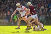 12 February 2023; Shane Barrett of Cork in action against Darren Morrissey of Galway during the Allianz Hurling League Division 1 Group A match between Galway and Cork at Pearse Stadium in Galway. Photo by Seb Daly/Sportsfile