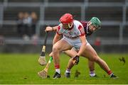 12 February 2023; Ciarán Joyce of Cork in action against Evan Niland of Galway during the Allianz Hurling League Division 1 Group A match between Galway and Cork at Pearse Stadium in Galway. Photo by Seb Daly/Sportsfile