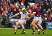 12 February 2023; Brian Roche of Cork in action against Jason Flynn of Galway during the Allianz Hurling League Division 1 Group A match between Galway and Cork at Pearse Stadium in Galway. Photo by Seb Daly/Sportsfile