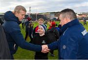 12 February 2023; Galway manager Henry Shefflin, left, and Cork manager Pat Ryan shake hands after the Allianz Hurling League Division 1 Group A match between Galway and Cork at Pearse Stadium in Galway. Photo by Seb Daly/Sportsfile