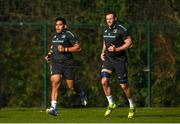 13 February 2023; Michael Ala'alatoa and Jason Jenkins during a Leinster Rugby squad training Session at UCD in Dublin. Photo by Harry Murphy/Sportsfile