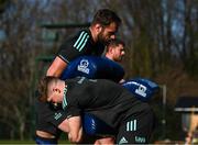 13 February 2023; Jason Jenkins, left, and Sean O'Brien during a Leinster Rugby squad training Session at UCD in Dublin. Photo by Harry Murphy/Sportsfile
