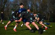 13 February 2023; Brian Deeny, left, and Thomas Clarkson during a Leinster Rugby squad training Session at UCD in Dublin. Photo by Harry Murphy/Sportsfile