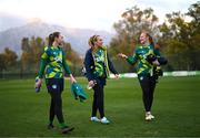 13 February 2023; Goalkeepers, from left, Megan Walsh, Grace Moloney and Courtney Brosnan during a Republic of Ireland women training session at Dama de Noche Football Center in Marbella, Spain. Photo by Stephen McCarthy/Sportsfile