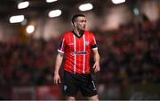 10 February 2023; Michael Duffy of Derry City during the FAI President's Cup match between Derry City and Shamrock Rovers at the Ryan McBride Brandywell Stadium in Derry. Photo by Stephen McCarthy/Sportsfile