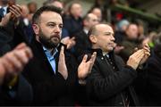 10 February 2023; SDLP leader Colum Eastwood, left, and Secretary of State for Northern Ireland, Chris Heaton-Harris before the FAI President's Cup match between Derry City and Shamrock Rovers at the Ryan McBride Brandywell Stadium in Derry. Photo by Stephen McCarthy/Sportsfile