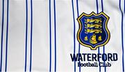 1 February 2023; A detailed view of the Waterford crest before a Waterford FC squad portrait session at RSC in Waterford. Photo by Eóin Noonan/Sportsfile