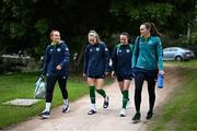 14 February 2023; Players, from left, Naoisha McAloon, Izzy Atkinson, Áine O'Gorman and Megan Walsh walk to a Republic of Ireland women training session at Dama de Noche Football Center in Marbella, Spain. Photo by Stephen McCarthy/Sportsfile