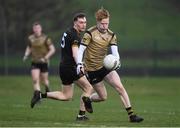 14 February 2023; Brandon Kelly of TUS Midlandsin action against Cathal O'Mahony of TUS Midwest during the Electric Ireland HE Trench Cup Semi-Final match between TUS Midlands and TUS Midwest at SETU West Campus in Waterford. Photo by Brendan Moran/Sportsfile