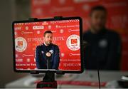 15 February 2023; St Patrick's Athletic manager Tim Clancy during a media conference at Richmond Park in Dublin. Photo by David Fitzgerald/Sportsfile