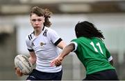 15 February 2023; Senan Murphy of Midlands in action against Noah Oglesby of South East during the Leinster Rugby Shane Horgan Round Four match between Midlands and South East at Skerries RFC in Skerries, Dublin. Photo by Piaras Ó Mídheach/Sportsfile