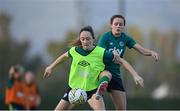 15 February 2023; Megan Campbell, left, and Heather Payne during a Republic of Ireland women training session at Dama de Noche Football Center in Marbella, Spain. Photo by Stephen McCarthy/Sportsfile