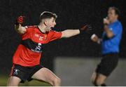 15 February 2023; Dylan Geaney of UCC celebrates after scoring his side's first goal during the Electric Ireland HE GAA Sigerson Cup Final match between University of Limerick and University College Cork at WIT Sports Campus in Waterford. Photo by Brendan Moran/Sportsfile