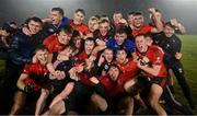 15 February 2023; UCC players celebrate after the Electric Ireland HE GAA Sigerson Cup Final match between University of Limerick and University College Cork at WIT Sports Campus in Waterford. Photo by Brendan Moran/Sportsfile