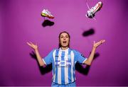 30 January 2023; Catherine Cronin poses for a portrait during a DLR Waves squad portrait session at Beckett Park in Cherrywood, Dublin. Photo by Stephen McCarthy/Sportsfile