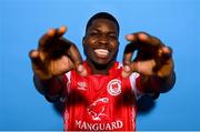 27 January 2023; Serge Atakayi poses for a portrait during a St Patrick's Athletic squad portrait session at Richmond Park in Dublin. Photo by Stephen McCarthy/Sportsfile