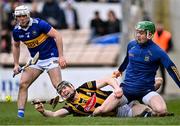 12 February 2023; Walter Walsh of Kilkenny in action against Tipperary goalkeeper Rhys Shelly and Johnny Ryan, left, during the Allianz Hurling League Division 1 Group B match between Kilkenny and Tipperary at UPMC Nowlan Park in Kilkenny. Photo by Piaras Ó Mídheach/Sportsfile