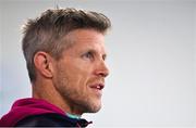 16 February 2023; Defence coach Simon Easterby speaking during an Ireland rugby media conference at the IRFU High Performance Centre on the Sport Ireland Campus in Abbotstown, Dublin. Photo by Seb Daly/Sportsfile