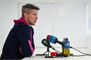16 February 2023; Defence coach Simon Easterby speaking during an Ireland rugby media conference at the IRFU High Performance Centre on the Sport Ireland Campus in Abbotstown, Dublin. Photo by Seb Daly/Sportsfile