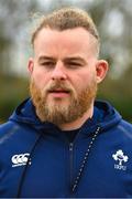 16 February 2023; Finlay Bealham speaking during an Ireland rugby media conference at the IRFU High Performance Centre on the Sport Ireland Campus in Abbotstown, Dublin. Photo by Seb Daly/Sportsfile