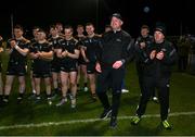 15 February 2023; TUS Midlands manager John Donlon celebrates after the Electric Ireland HE Trench Cup Final match between Dundalk Institute of Technology and Technological University of the Shannon Midlands at SETU West Campus in Waterford. Photo by Brendan Moran/Sportsfile