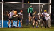 16 February 2023; University of Limerick players from left, Mark Fitzgerald, TJ Brennan, goalkeeper Dean Mason, Bryan O’Mara and Killian Sampson prepare for a free late in the game during the Electric Ireland HE GAA Fitzgibbon Cup Semi-Final match between SETU Waterford and UL at SETU West Campus in Waterford. Photo by Michael P Ryan/Sportsfile