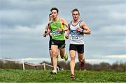 12 February 2023; Oisin Murray of An Ríocht AC, Kerry, left, and Pat Hennessy of West Waterford AC, Waterford, competing in the intermediate men's 8000m during the 123.ie National Intermediate, Masters & Juvenile B Cross Country Championships at Gowran Demense in Kilkenny. Photo by Sam Barnes/Sportsfile