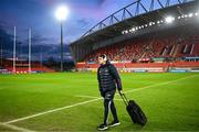 17 February 2023; Antoine Frisch of Munster arrives before the United Rugby Championship match between Munster and Ospreys at Thomond Park in Limerick. Photo by Harry Murphy/Sportsfile